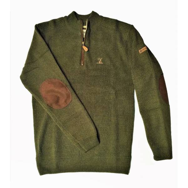 Jagd-Sweater mit Reißverschluss-Rundkragen, Farbe: Khaki XXL