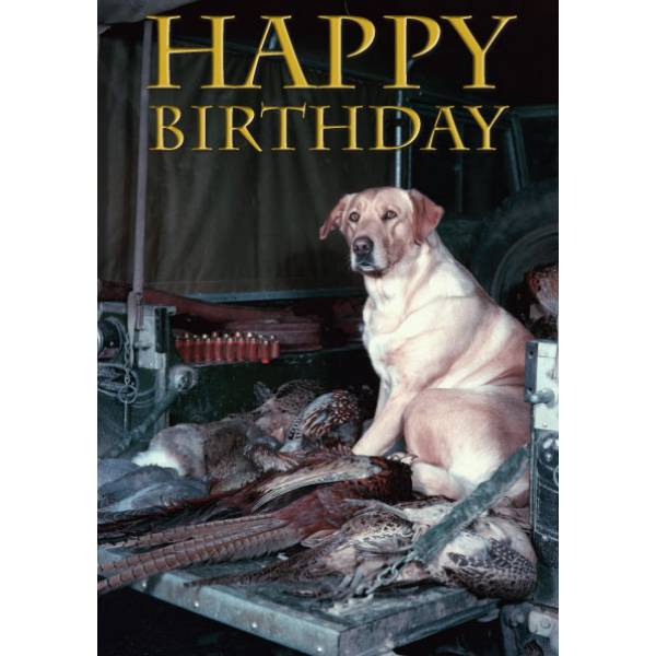 Geburtstags-Klappkarte Vintage Yellow Labrador, Format A5 mit Umschlag