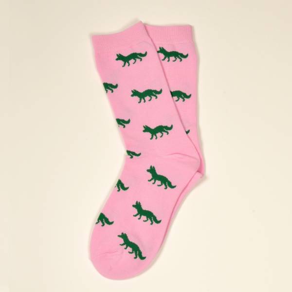 Pinke Socken, Fuchs in Grün