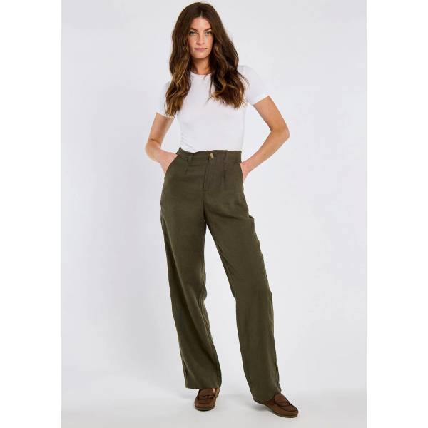 Kelby Women?s Linen Trousers - Khaki 40