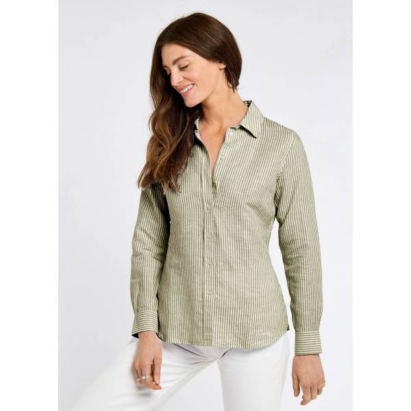 Butterfly Women?s Long Sleeve Linen Shirt - Khaki 44