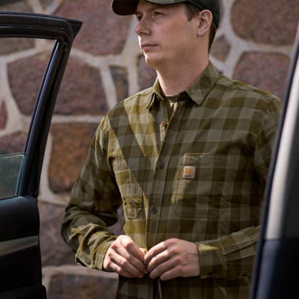 Hrkila Herrenhemd Scandinavian Shirt Farbe Dark olive check XL