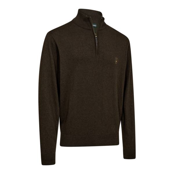 Deerhunter Harrington 1/2 Zip Strickpullover Brown Melange