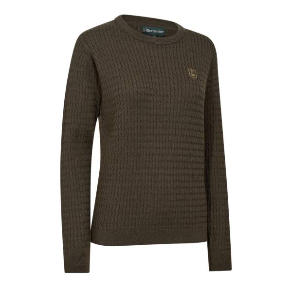 Deerhunter Lady Harrington Zopfmuster Strickpullover Brown Melange