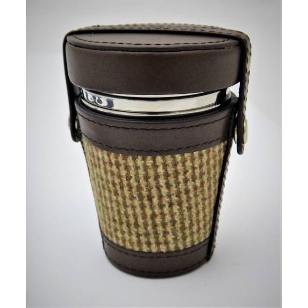 Leather Cup Holder Tweed