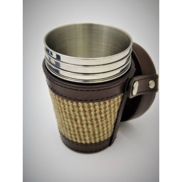 Leather Cup Holder Tweed