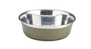 Alexandre Mareuil Hundenapf mit Lederbezug, Farbe Olive