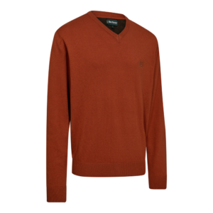 Deerhunter Harrington Strickpullover mit V Auschnitt Oak Rust Melange