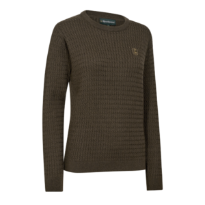 Deerhunter Lady Harrington Zopfmuster Strickpullover Brown Melange